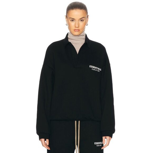 Fear of God ESSENTIALS Fleece Polo in Black Small New Womens Sweatshirt Pullover - Picture 4 of 15